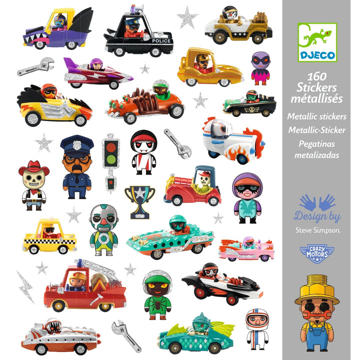 Djeco | Stickers | De Wereld van Crazy Motors | 4+ - Kleine Eland