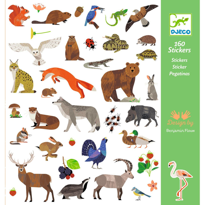 Djeco | Stickers | Fauna | 160 stuks | 4+ - Kleine Eland
