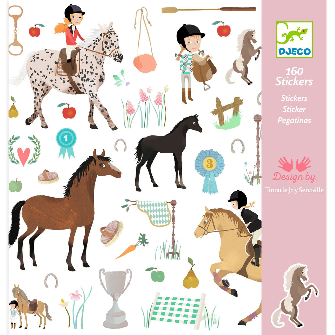 Djeco | Stickers | Horses | Paarden | 160 stuks | 4-7 jaar - Kleine Eland