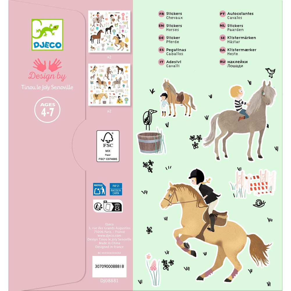 Djeco | Stickers | Horses | Paarden | 160 stuks | 4-7 jaar - Kleine Eland