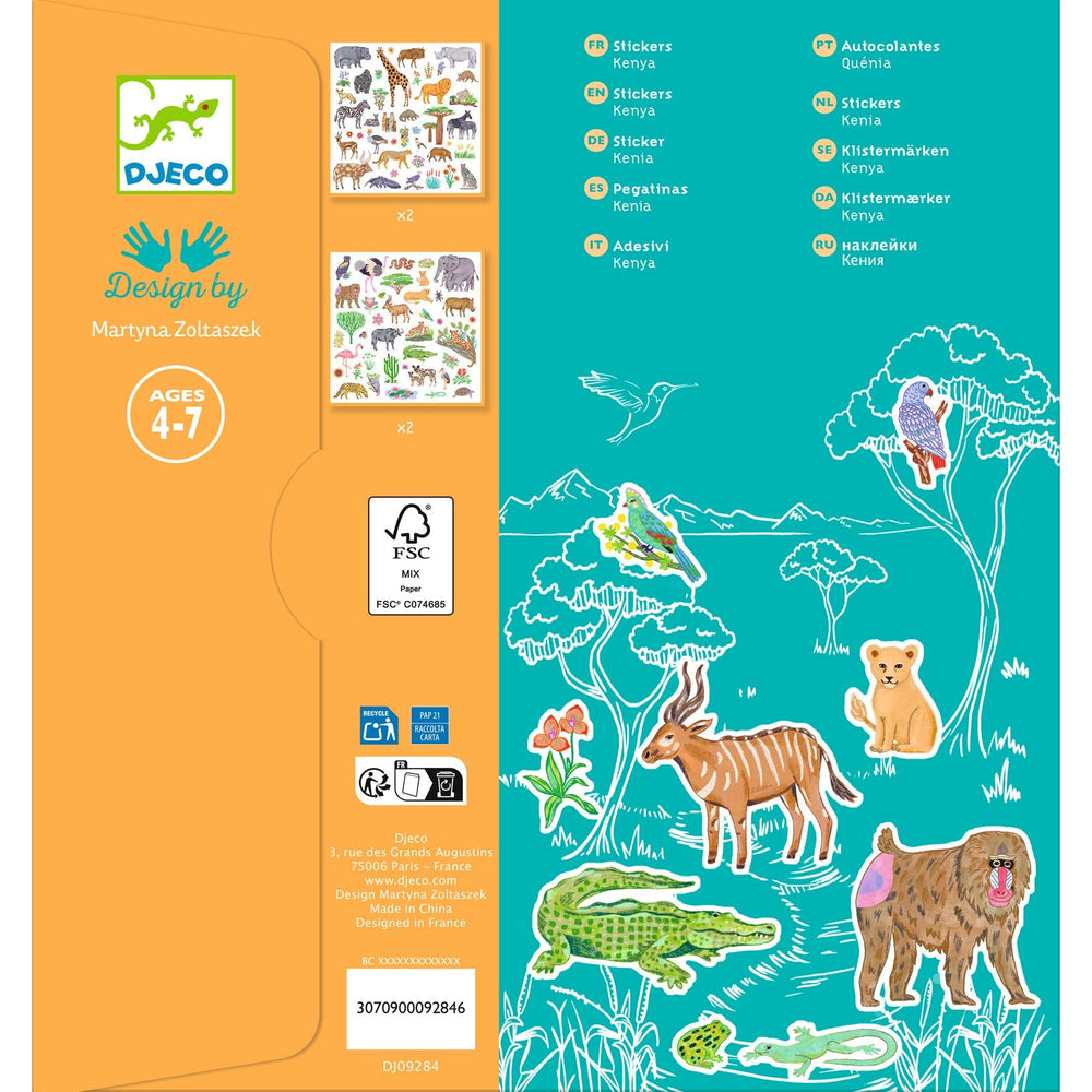 Djeco | Stickers | Kenia | Afrikaanse dieren | 160 stuks | 4-7 jaar - Kleine Eland