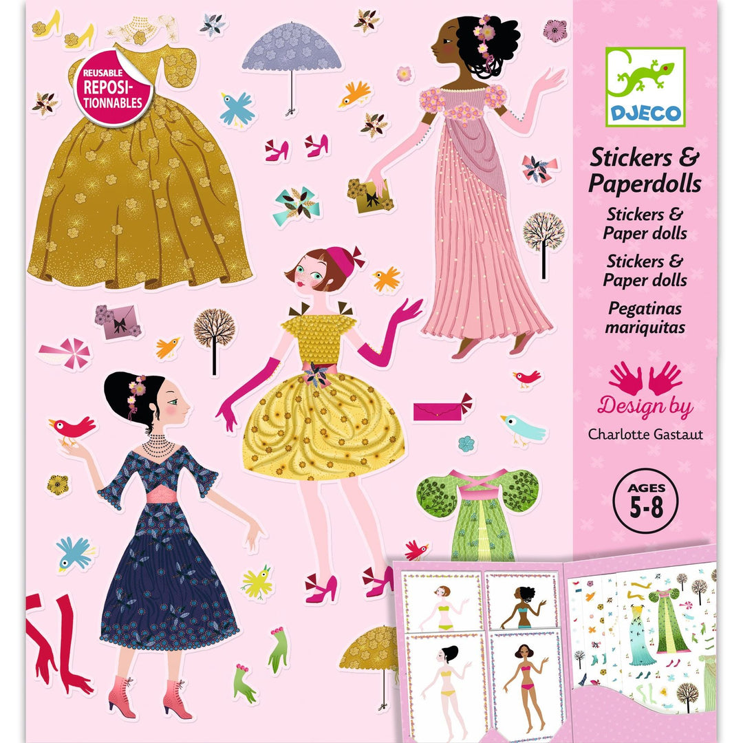 Djeco | Stickers &amp; Paperdolls | Dresses Through the Seasons | 4-8 jaar - Kleine Eland