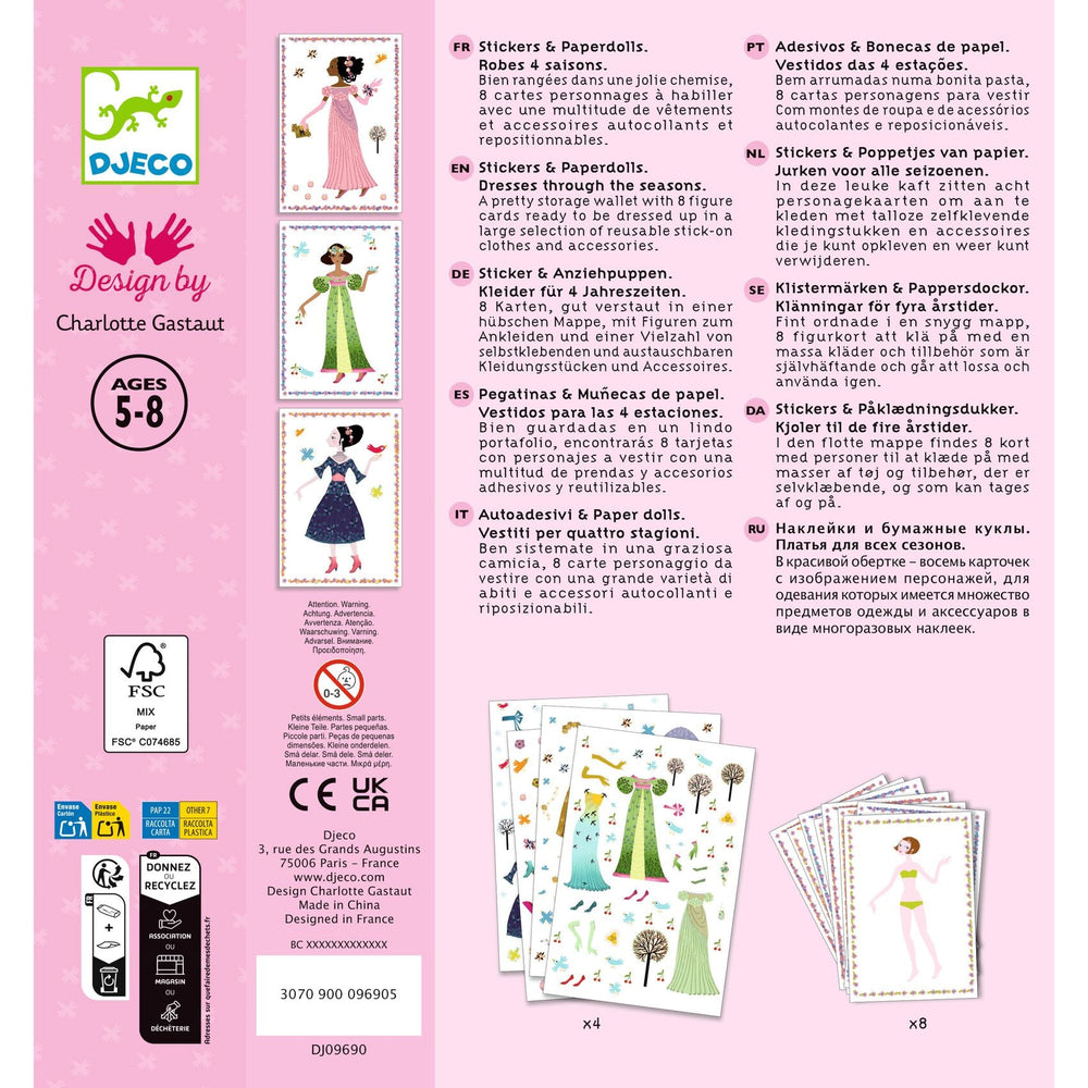 Djeco | Stickers & Paperdolls | Dresses Through the Seasons | 4-8 jaar - Kleine Eland