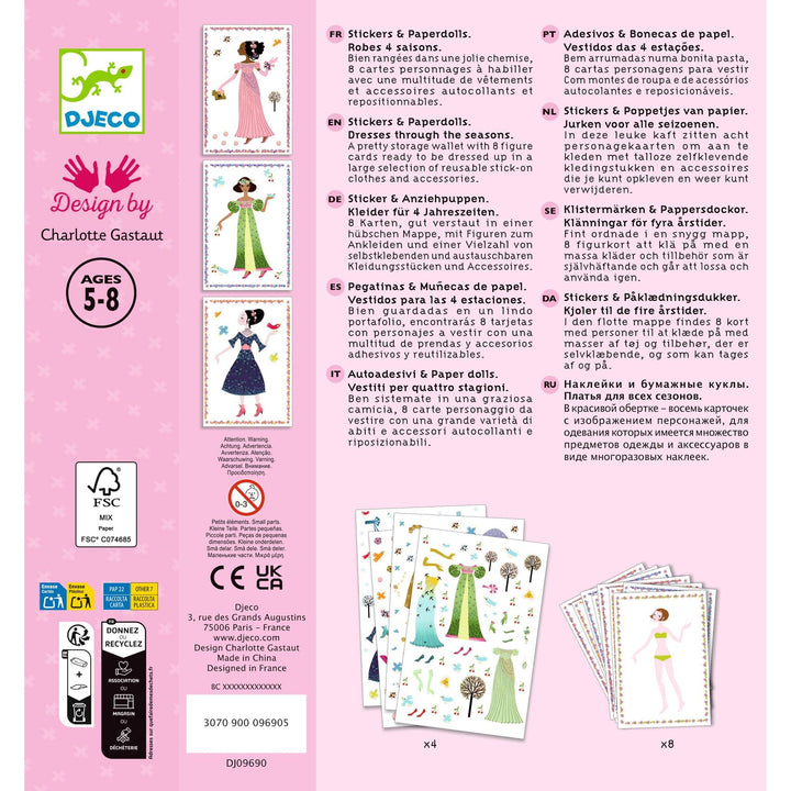 Djeco | Stickers &amp; Paperdolls | Dresses Through the Seasons | 4-8 jaar - Kleine Eland