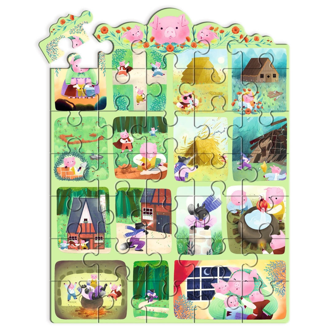 Djeco | Story Puzzle | De wolf en de drie biggetjes | 35 stukjes | 3+ - Kleine Eland