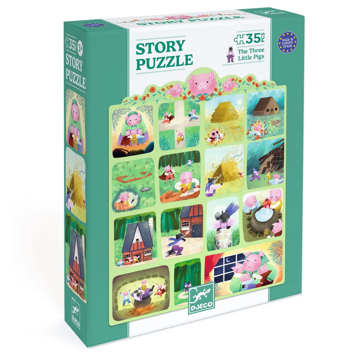 Djeco | Story Puzzle | De wolf en de drie biggetjes | 35 stukjes | 3+ - Kleine Eland