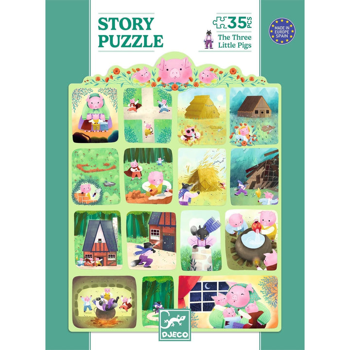 Djeco | Story Puzzle | De wolf en de drie biggetjes | 35 stukjes | 3+ - Kleine Eland