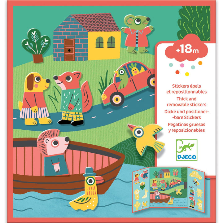 Djeco | Thick and Removable Stickers | Dieren | +18 maanden - Kleine Eland