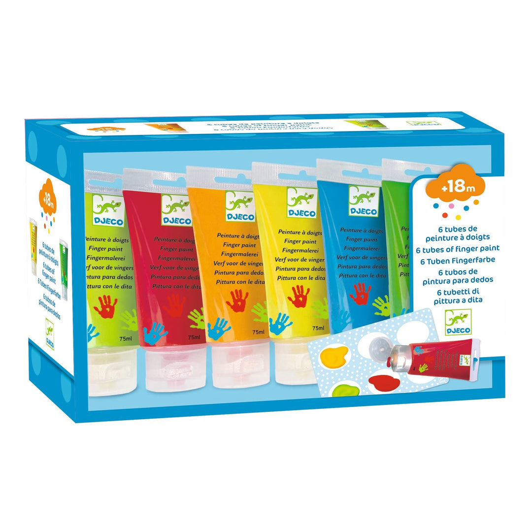 Djeco | Vingerverf | 6 Tubes | 75 ml | +18 maanden - Kleine Eland