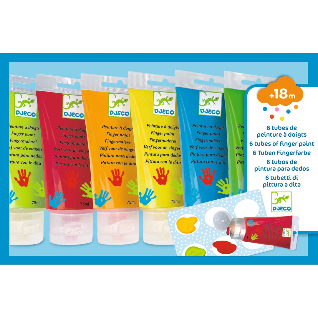 Djeco | Vingerverf | 6 Tubes | 75 ml | +18 maanden - Kleine Eland