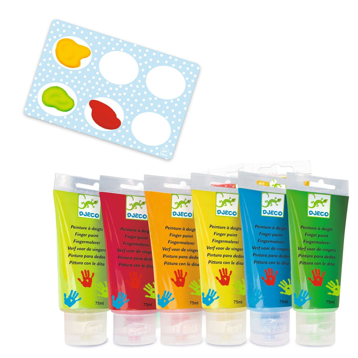 Djeco | Vingerverf | 6 Tubes | 75 ml | +18 maanden - Kleine Eland