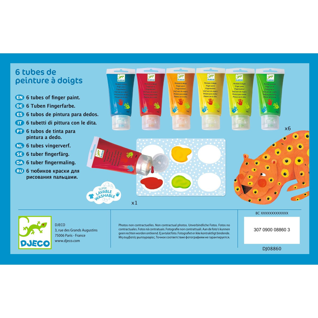 Djeco | Vingerverf | 6 Tubes | 75 ml | +18 maanden - Kleine Eland