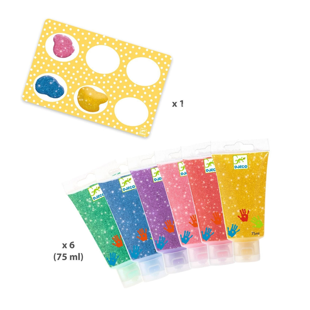 Djeco | Vingerverf | 6 Tubes | Glitter | +18 mnd - Kleine Eland