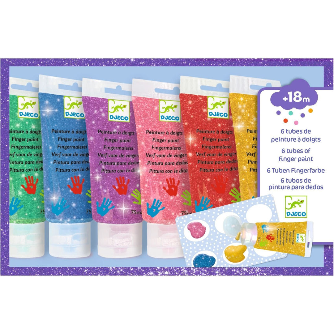 Djeco | Vingerverf | 6 Tubes | Glitter | +18 mnd - Kleine Eland