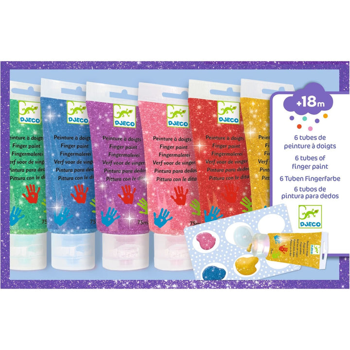 Djeco | Vingerverf | 6 Tubes | Glitter | +18 mnd - Kleine Eland