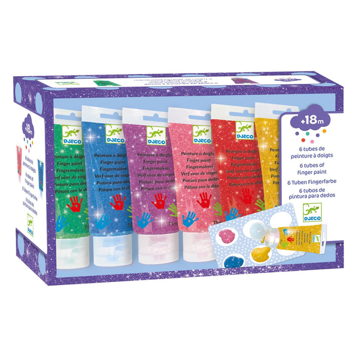 Djeco | Vingerverf | 6 Tubes | Glitter | +18 mnd - Kleine Eland