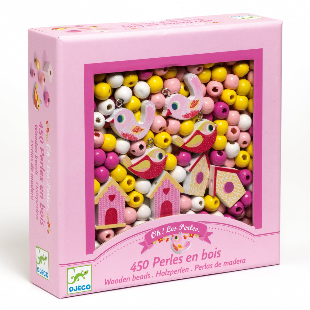 Djeco | Wooden Beads | Birds | 450 kralen | 4+ - Kleine Eland