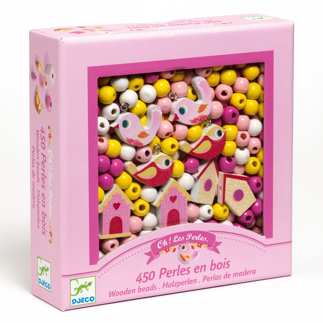 Djeco | Wooden Beads | Birds | 450 kralen | 4+ - Kleine Eland