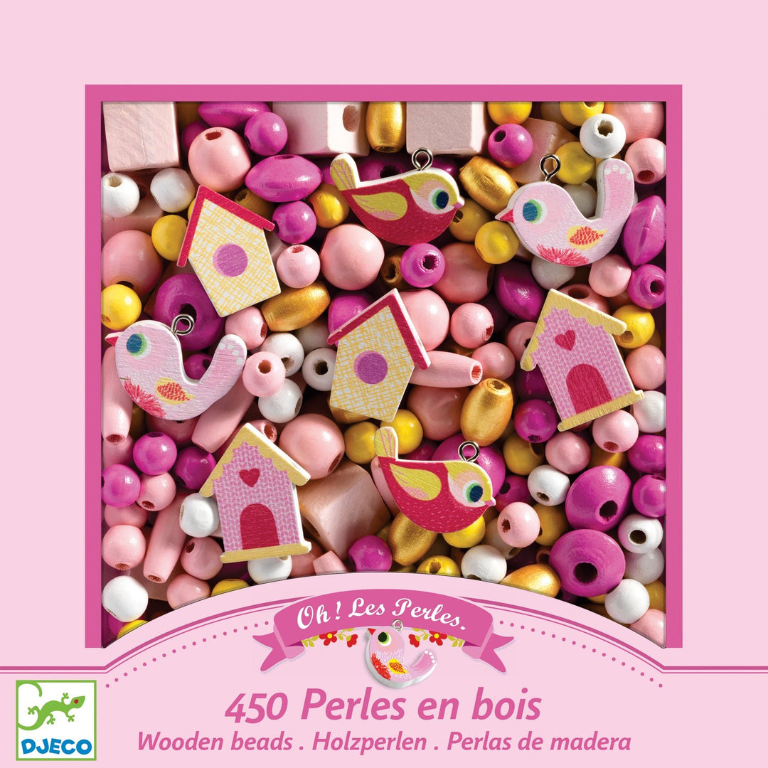 Djeco | Wooden Beads | Birds | 450 kralen | 4+ - Kleine Eland