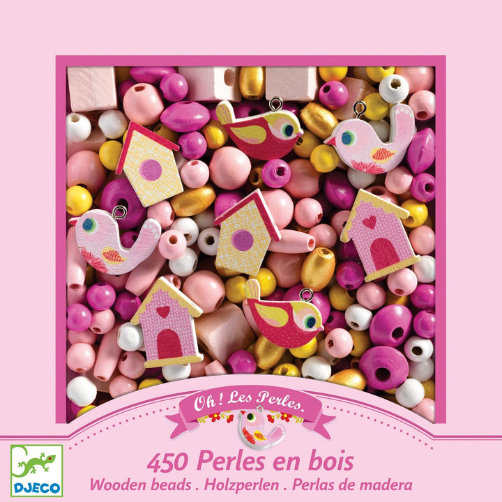 Djeco | Wooden Beads | Birds | 450 kralen | 4+ - Kleine Eland