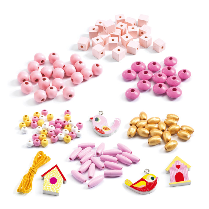 Djeco | Wooden Beads | Birds | 450 kralen | 4+ - Kleine Eland