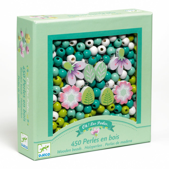 Djeco | Wooden Beads | Flowers and Foliage | 450 kralen | 4+ - Kleine Eland