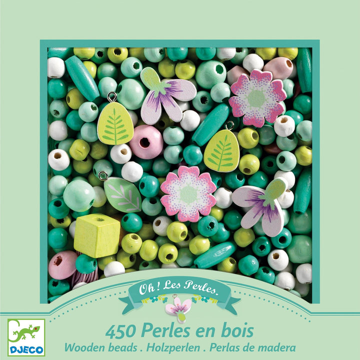 Djeco | Wooden Beads | Flowers and Foliage | 450 kralen | 4+ - Kleine Eland