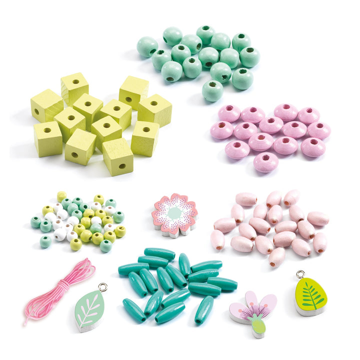 Djeco | Wooden Beads | Flowers and Foliage | 450 kralen | 4+ - Kleine Eland