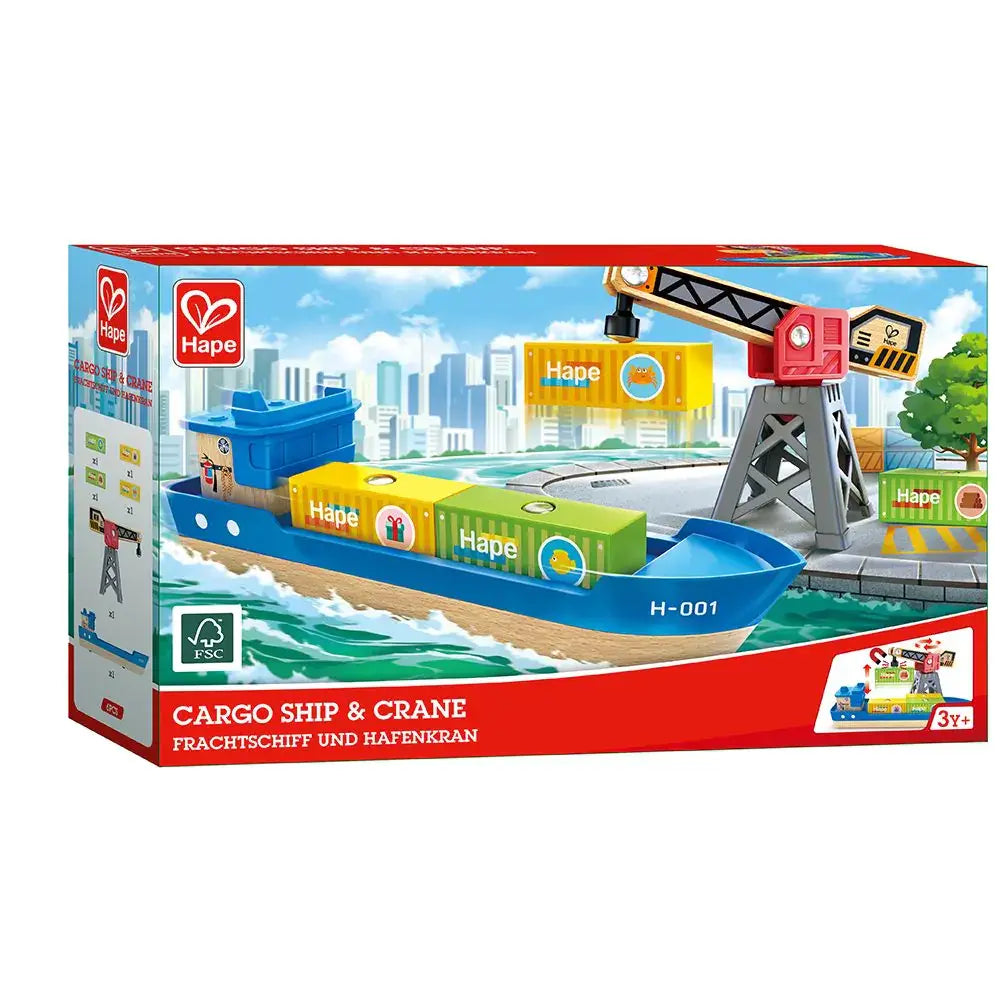 Hape | Railway | Cargo Ship & Crane | 3+