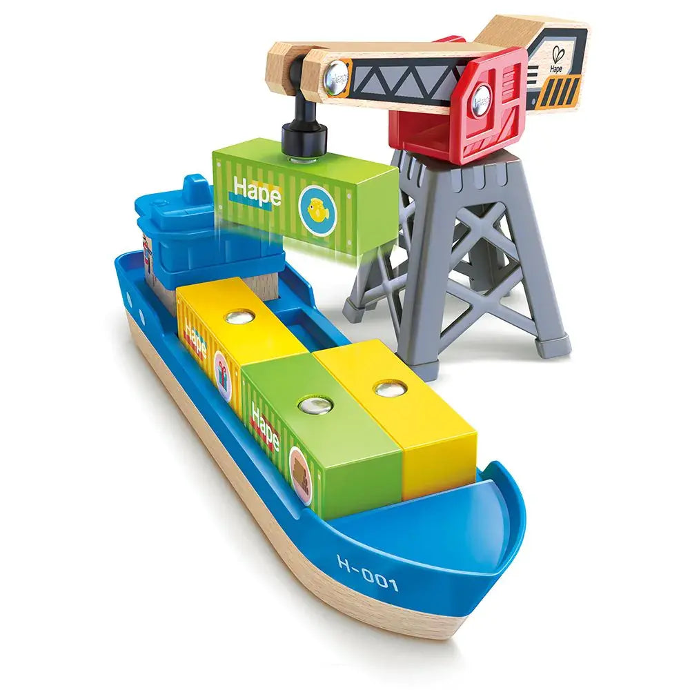Hape | Railway | Cargo Ship & Crane | 3+