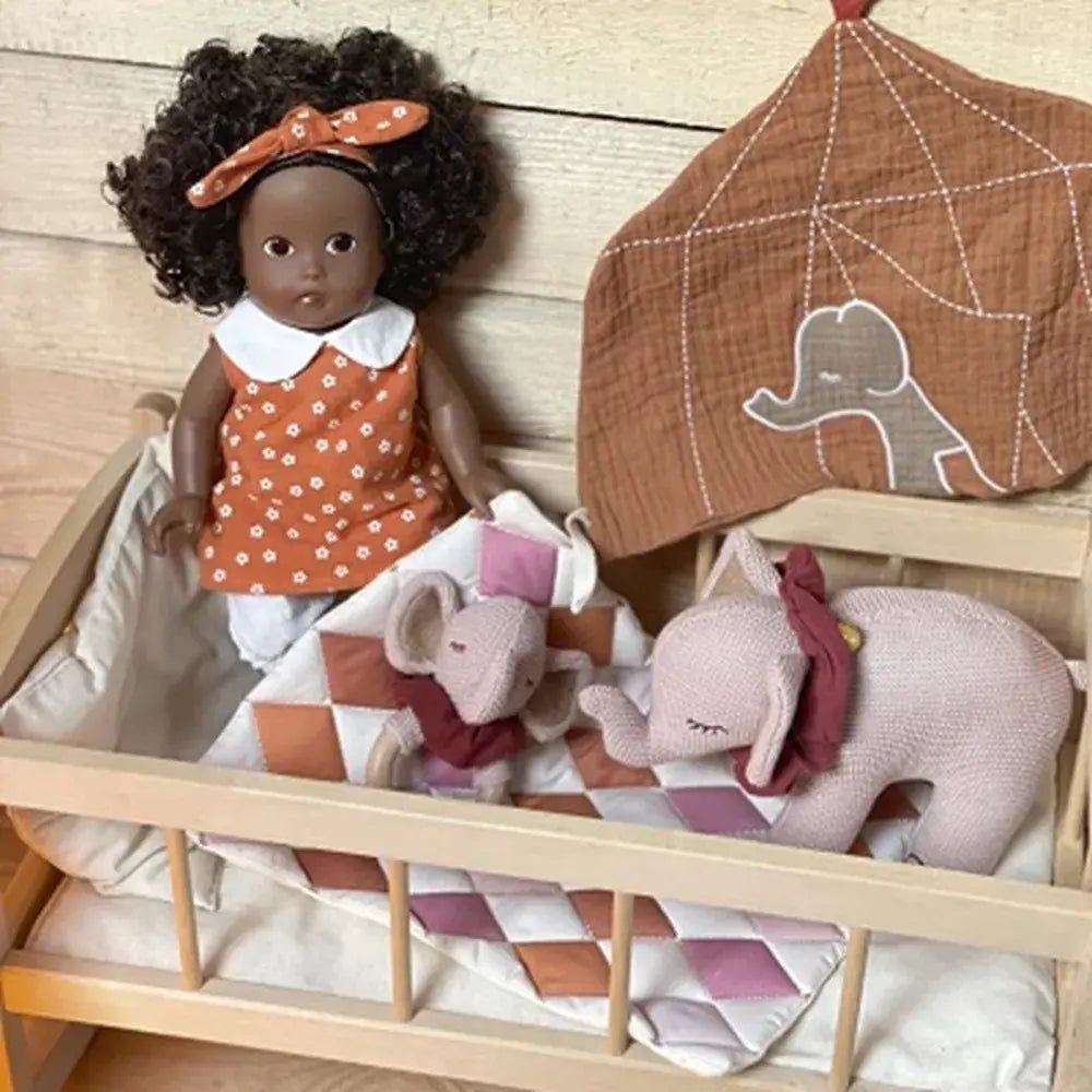 Egmond Toys | Poppenbed | Houten Schommelwieg met dekentje | 50 x 30 x 27 cm | 2+ - Kleine Eland
