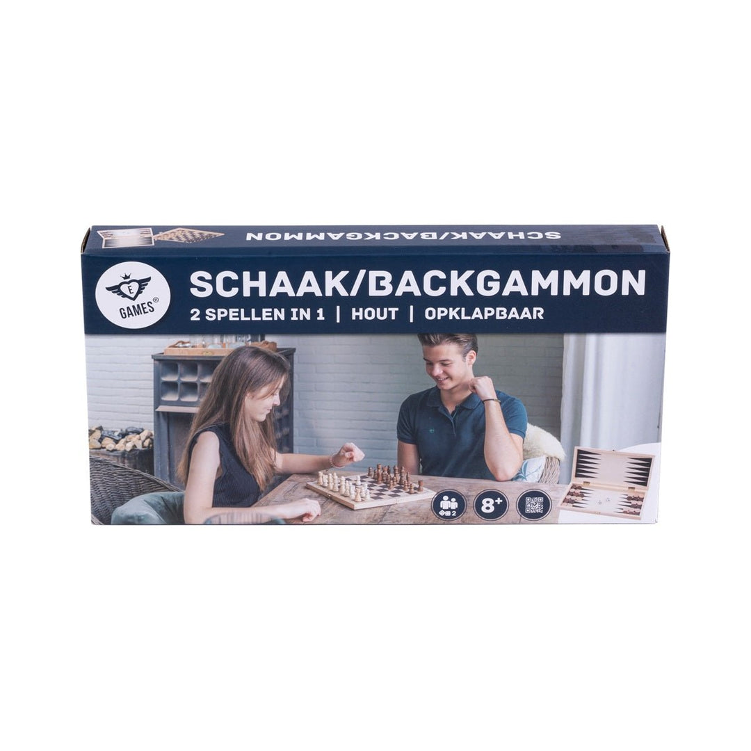 Engelhart | Houten Schaak- en Backgammonspel | Opklapbaar | 8+ - Kleine Eland