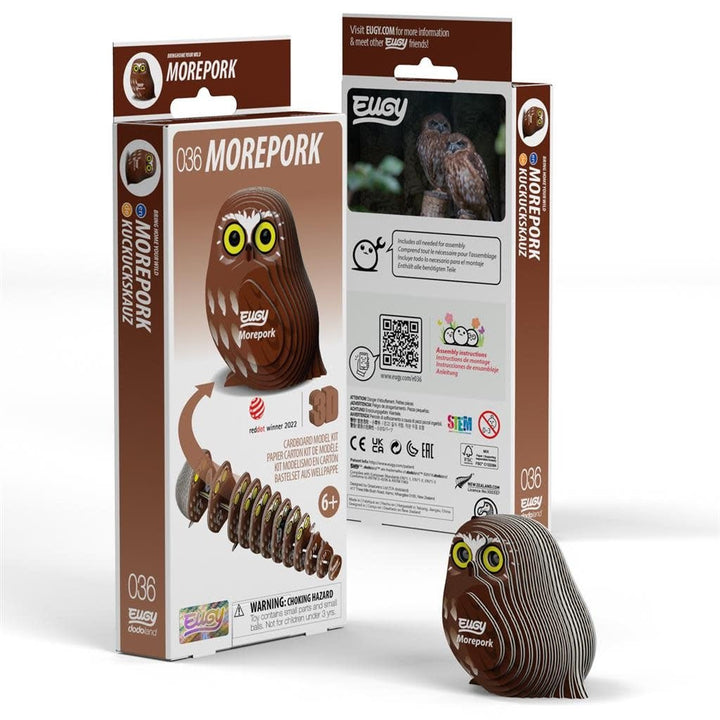 Eugy | 3D Cardboard Model Kit | Bird Life | Boeboek Uil | 6+ - Kleine Eland