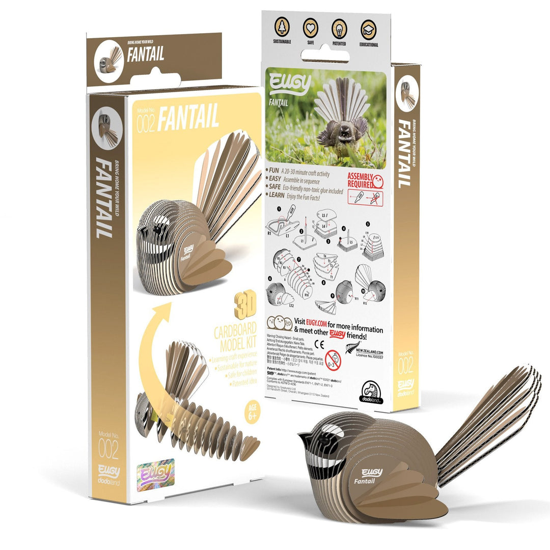 Eugy | 3D Cardboard Model Kit | Bird Life | Fantail | 6+ - Kleine Eland