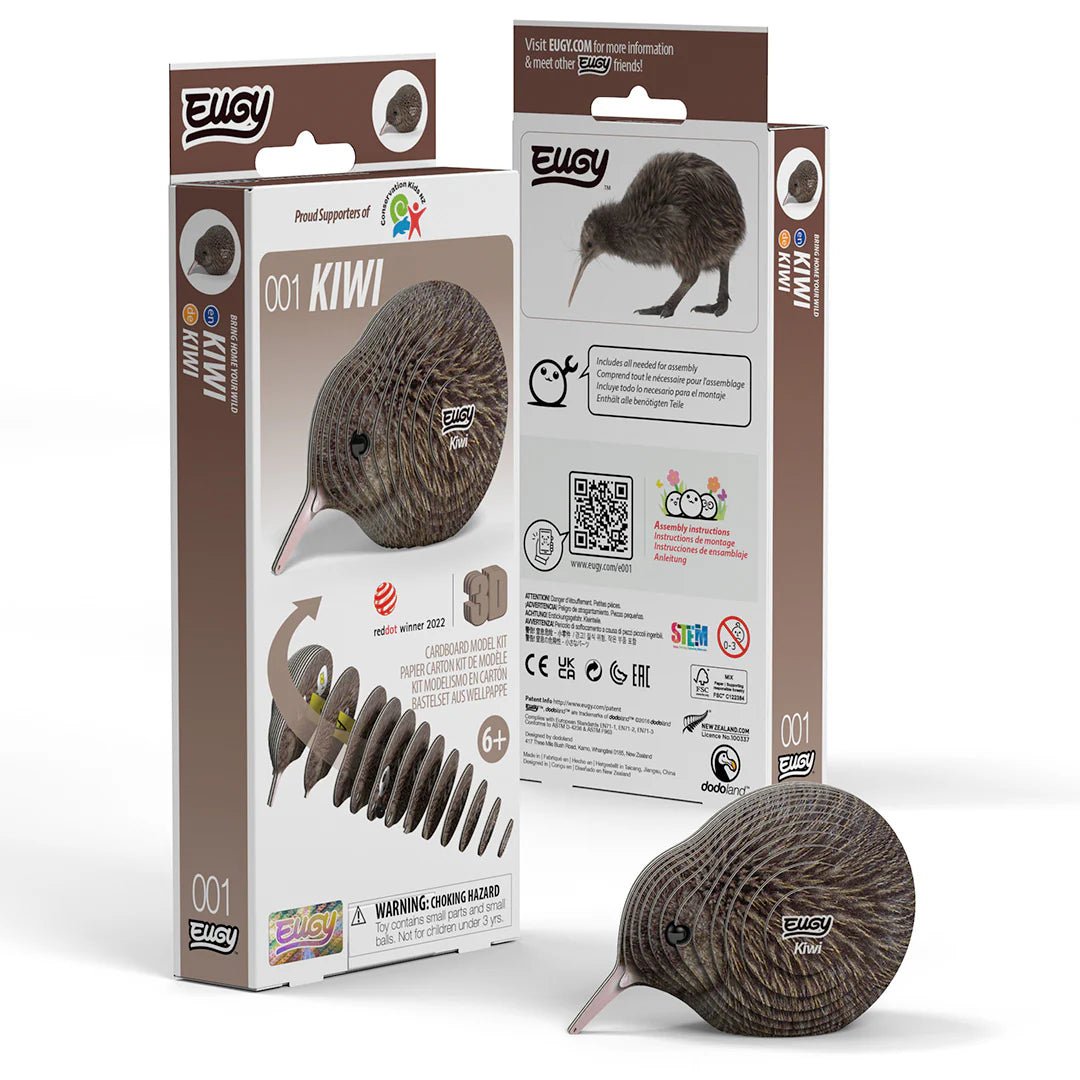 Eugy | 3D Cardboard Model Kit | Bird Life | Kiwi | 27 stukjes | 6+ - Kleine Eland