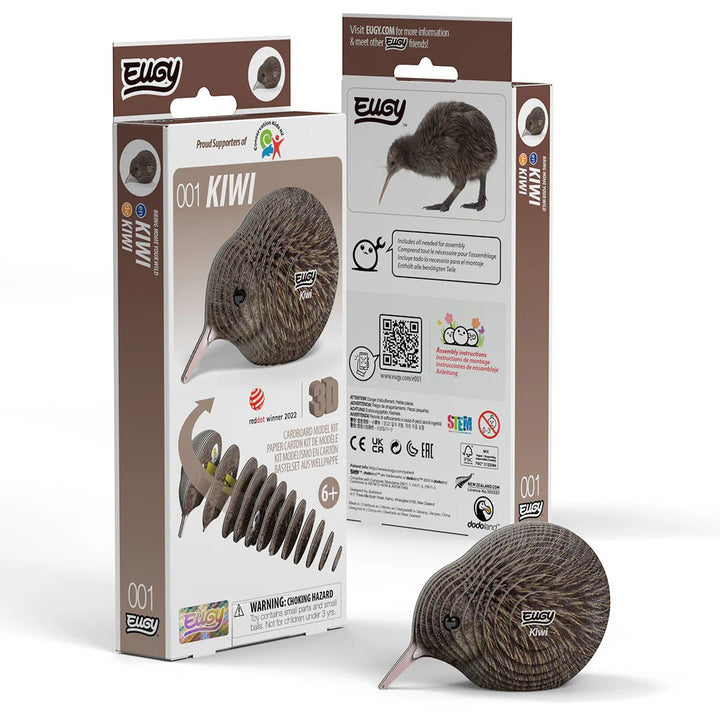 Eugy | 3D Cardboard Model Kit | Bird Life | Kiwi | 27 stukjes | 6+ - Kleine Eland