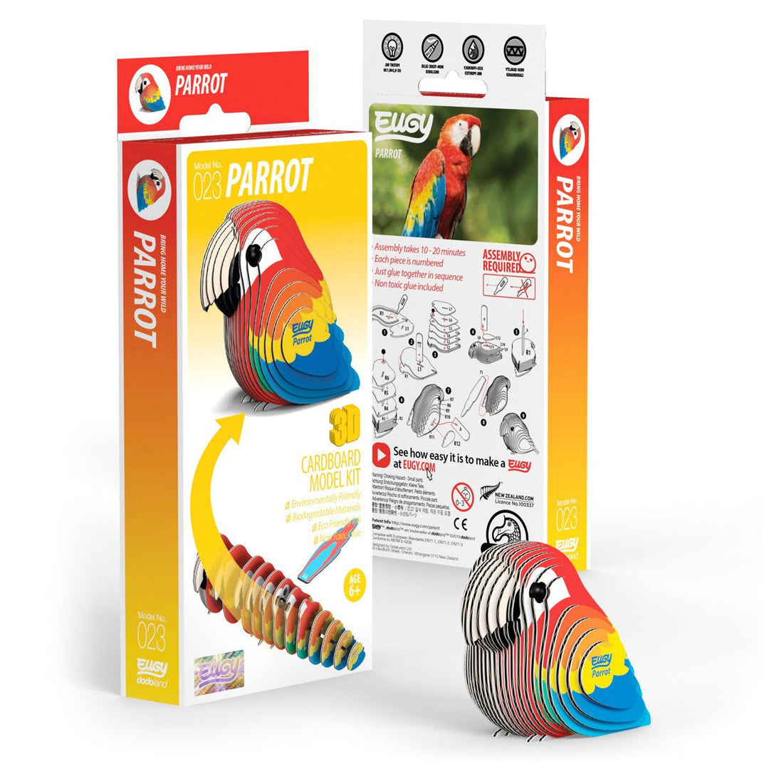 Eugy | 3D Cardboard Model Kit | Bird Life | Papegaai | 6+ - Kleine Eland