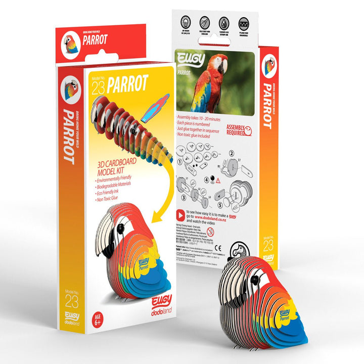 Eugy | 3D Cardboard Model Kit | Bird Life | Papegaai | 6+ - Kleine Eland