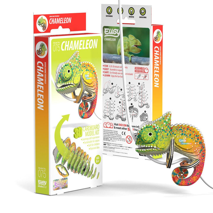 Eugy | 3D Cardboard Model Kit | Forest Life | Kameleon | 6+ - Kleine Eland