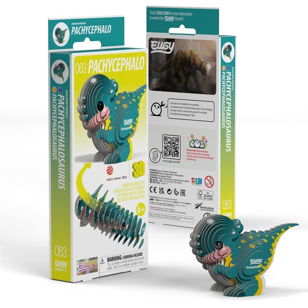 Eugy | 3D Cardboard Model Kit | Prehistoric Life | Pachycephalosaurus | 6+ - Kleine Eland