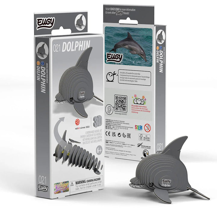 Eugy | 3D Cardboard Model Kit | Sea Life | Dolfijn | 28 stukjes | 6+ - Kleine Eland