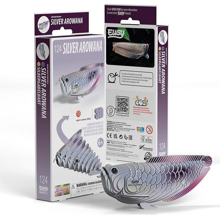 Eugy | 3D Cardboard Model Kit | Sea Life | Silver Arowana | 6+ - Kleine Eland