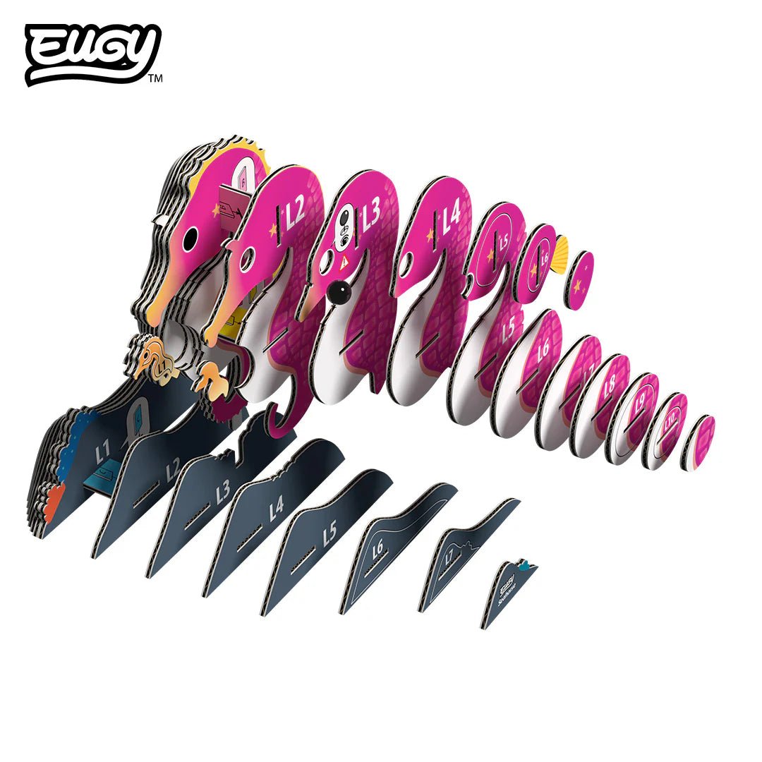 Eugy | 3D Cardboard Model Kit | Sea Life | Zeepaardje | 51 stukjes | 6+ - Kleine Eland