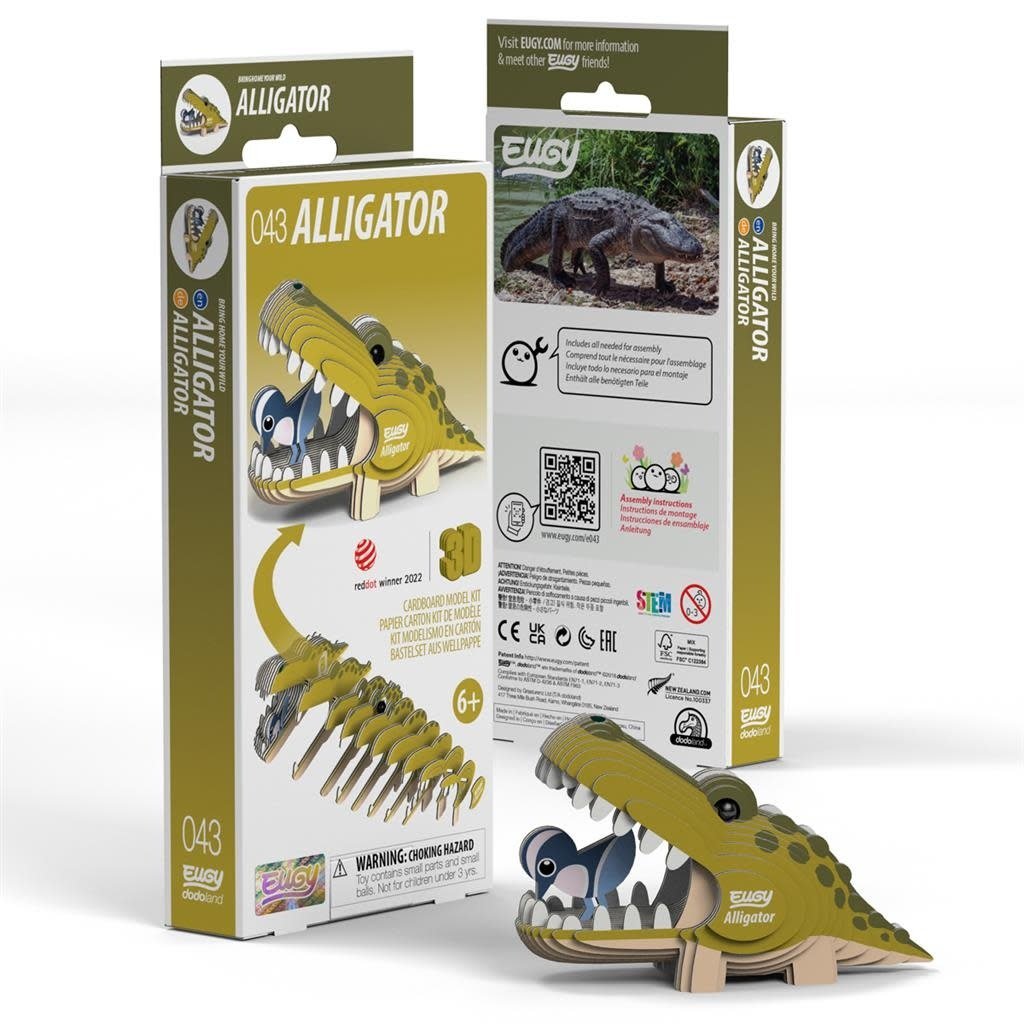 Eugy | 3D Cardboard Model Kit | Wild Life | Alligator | 6+ - Kleine Eland