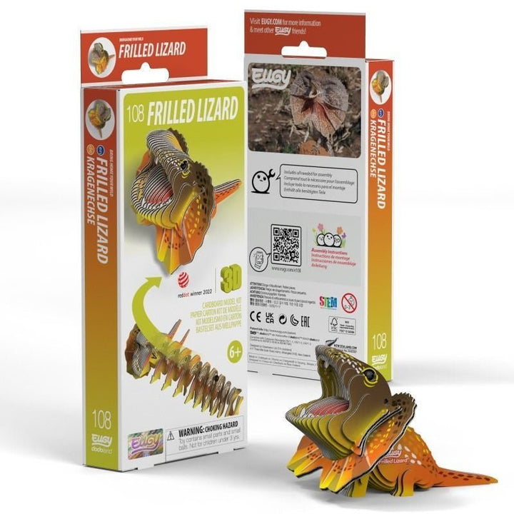 Eugy | 3D Cardboard Model Kit | Wild Life | Frilled Lizard | 6+ - Kleine Eland