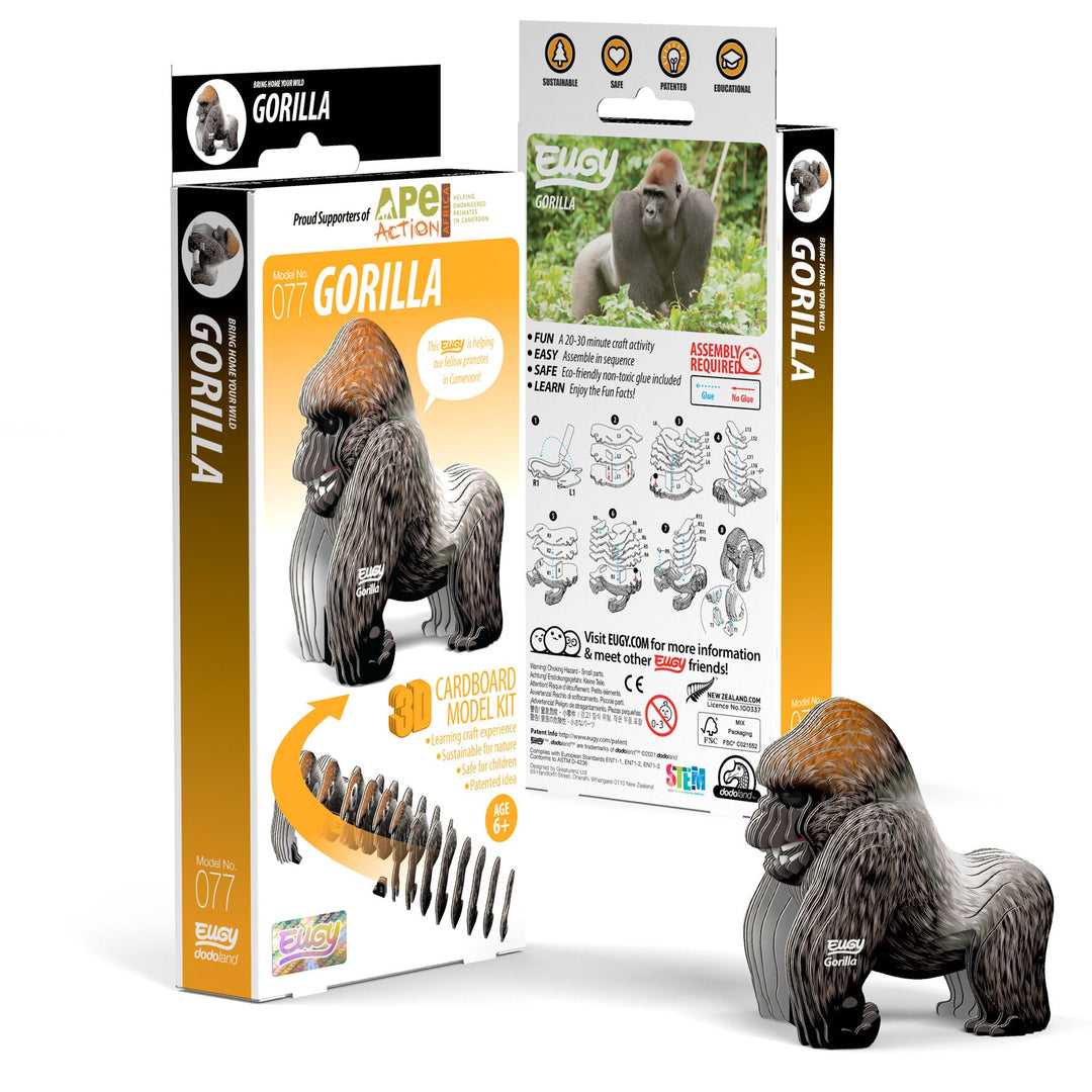 Eugy | 3D Cardboard Model Kit | Wild Life | Gorilla | 6+ - Kleine Eland