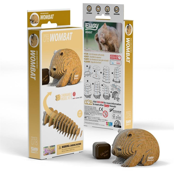 Eugy | 3D Cardboard Model Kit | Wild Life | Wombat | 6+ - Kleine Eland
