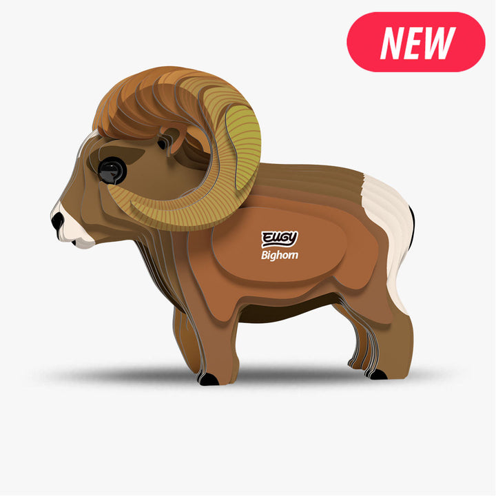 Eugy dikhoornschaap 3D model met grote gekrulde hoorns