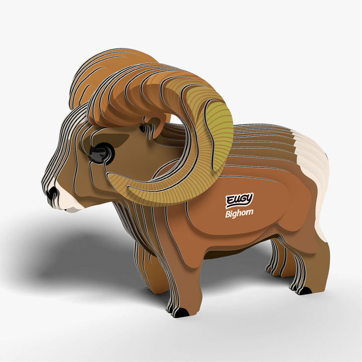 Eugy dikhoornschaap 3D model van opzij met spiraalvormige hoorns