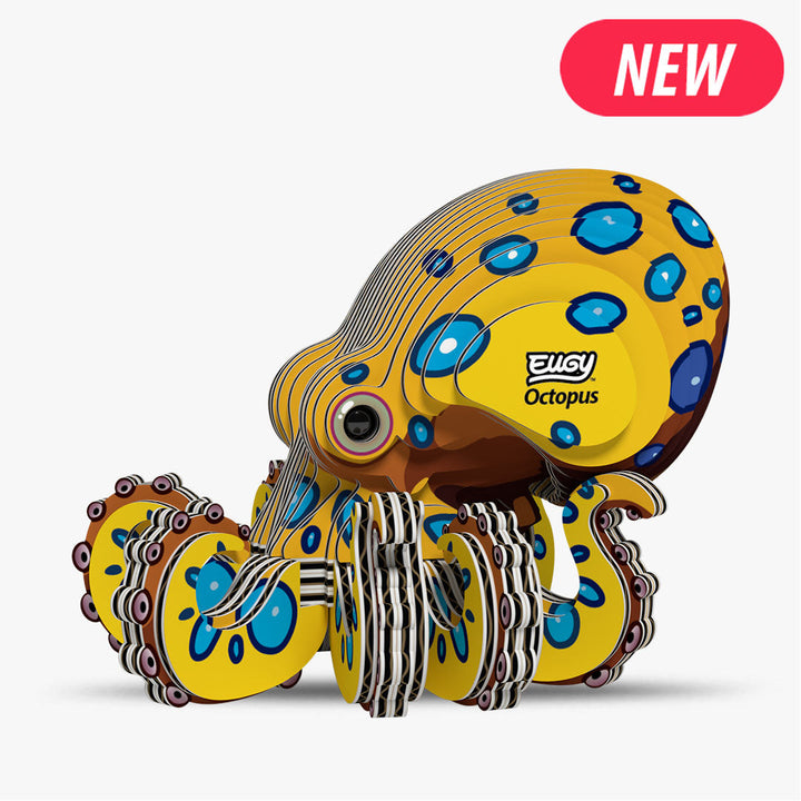 Eugy octopus 3D model met acht tentakels